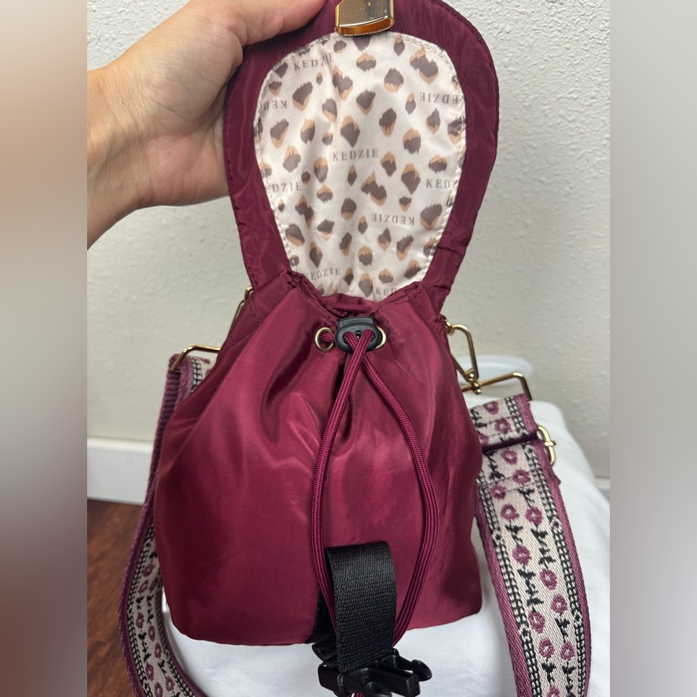 KEDZIE Burgundy Compact Nylon Backpack - Picture 7 of 14